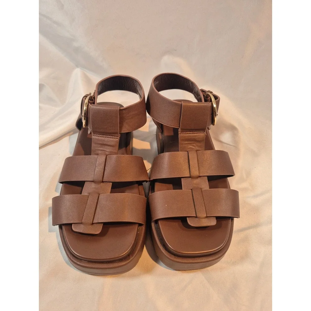Torrid Dark Brown Gladiator Strappy Buckle Chunky Sandals US 9.5WW EU 39.5